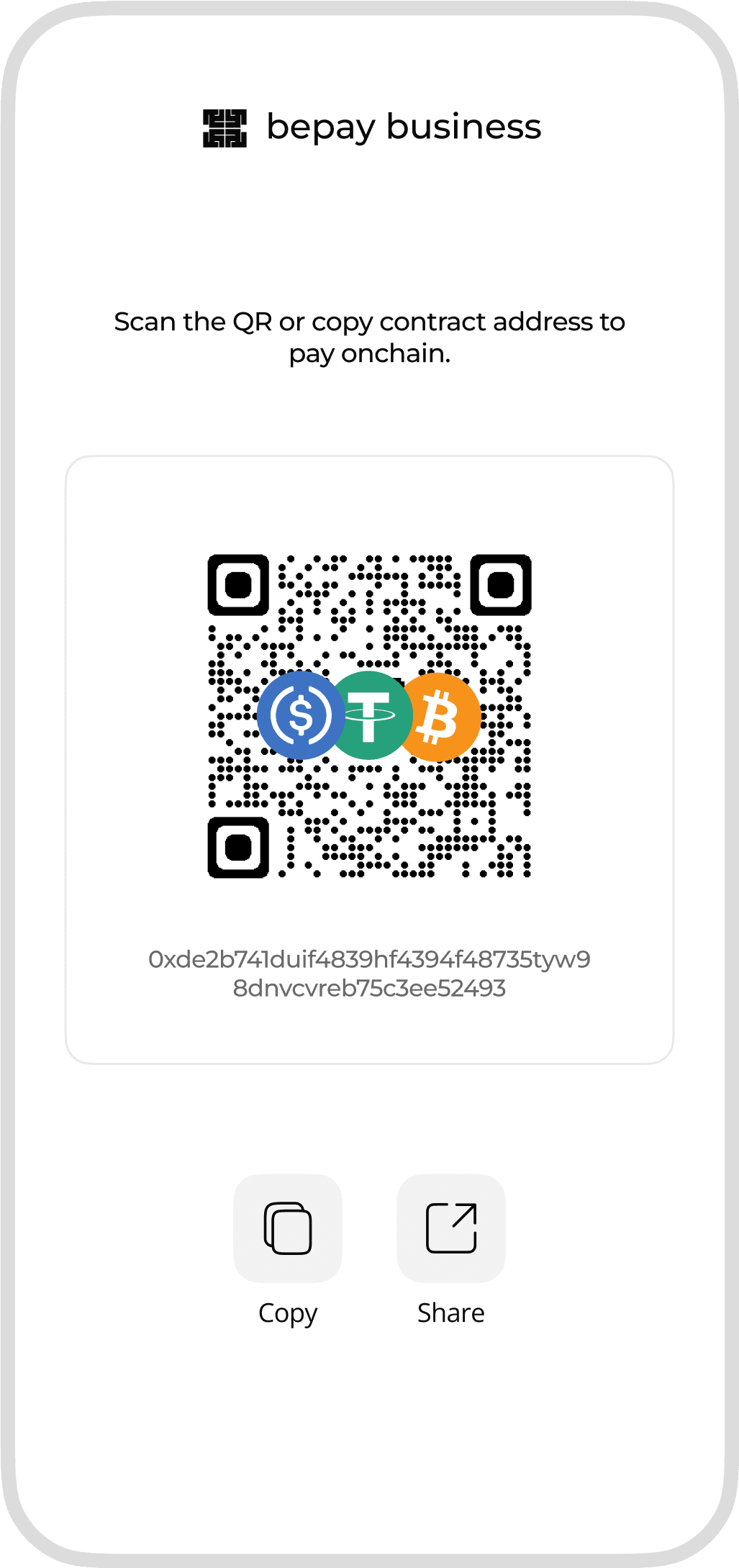 Bepay QR code interface